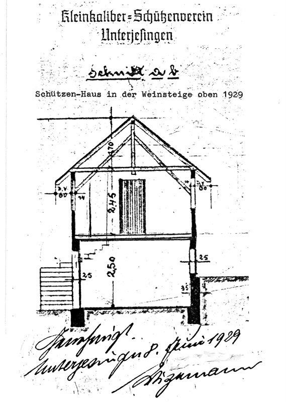Schützenhaus Planung, genehmigt 1929 vom  BM Wizemann